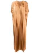 Stella Mccartney Cape-sleeve Pleated Dress - Brown