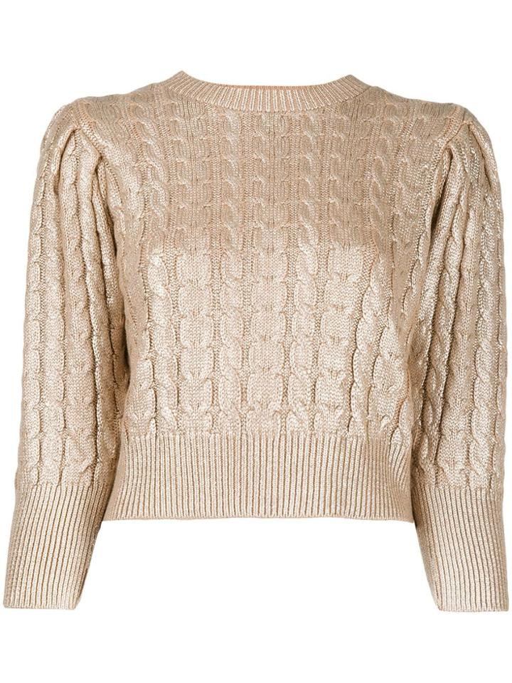 Msgm Metallic Cable Knit Sweater - Gold