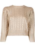 Msgm Metallic Cable Knit Sweater - Gold