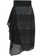 Prabal Gurung Ruffle Hem Midi Skirt - Black