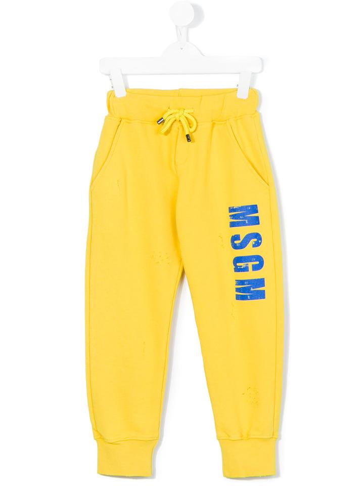 Msgm Kids - Logo Track Pants - Kids - Cotton - 10 Yrs, Yellow/orange