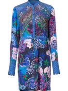 Saloni Floral Print Shirt Dress, Women's, Size: 12, Blue, Acetate/silk
