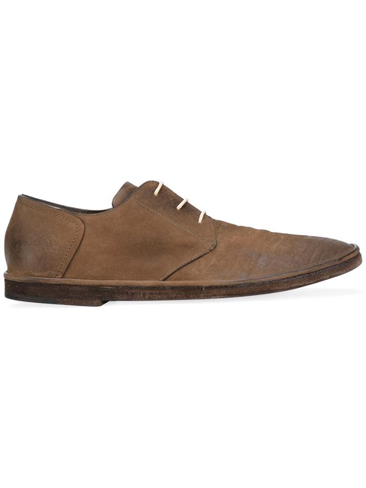 Del Carlo Distressed Derby Shoes - Brown