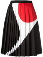 Neil Barrett Geometric Print Pleated Skirt, Women's, Size: 40, Black, Polyester