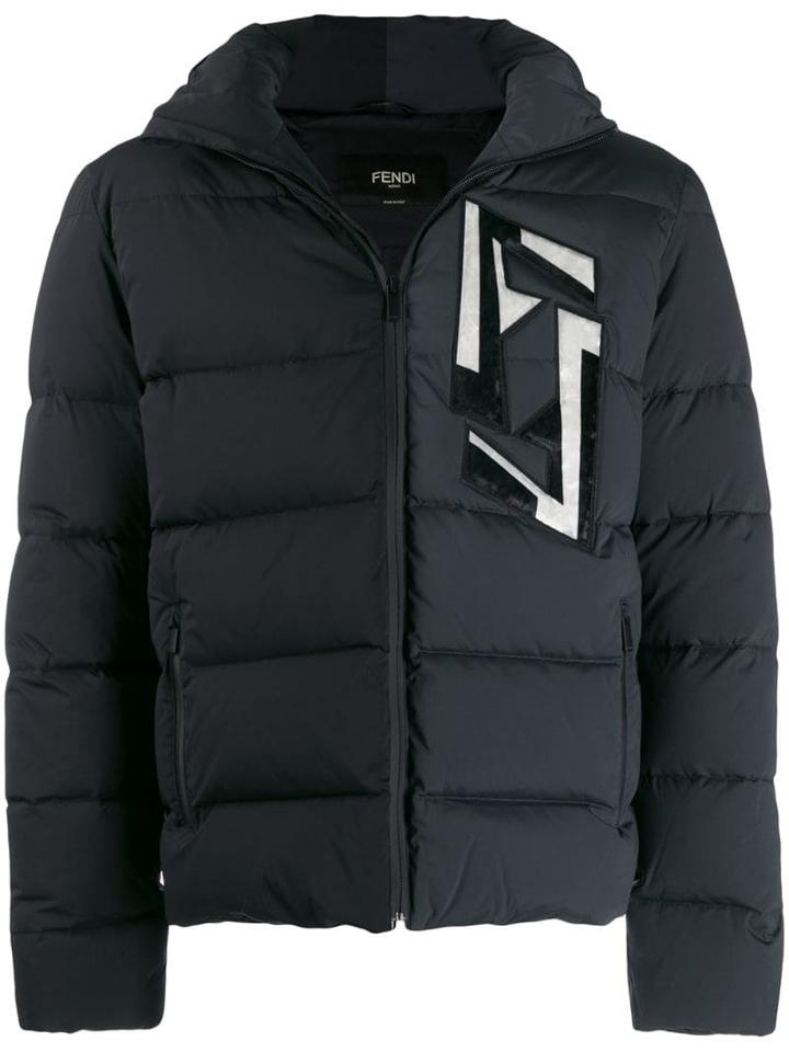 Fendi Ff Appliqué Padded Jacket - Grey