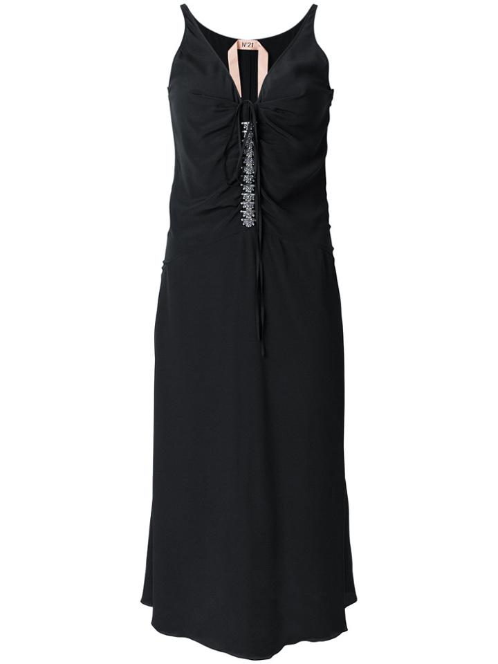 No21 Jewel Embellished Drop-waist Dress - Black