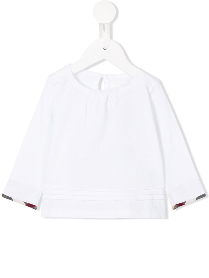 Burberry Kids Check Cuff T-shirt, Girl's, Size: 6 Yrs, White