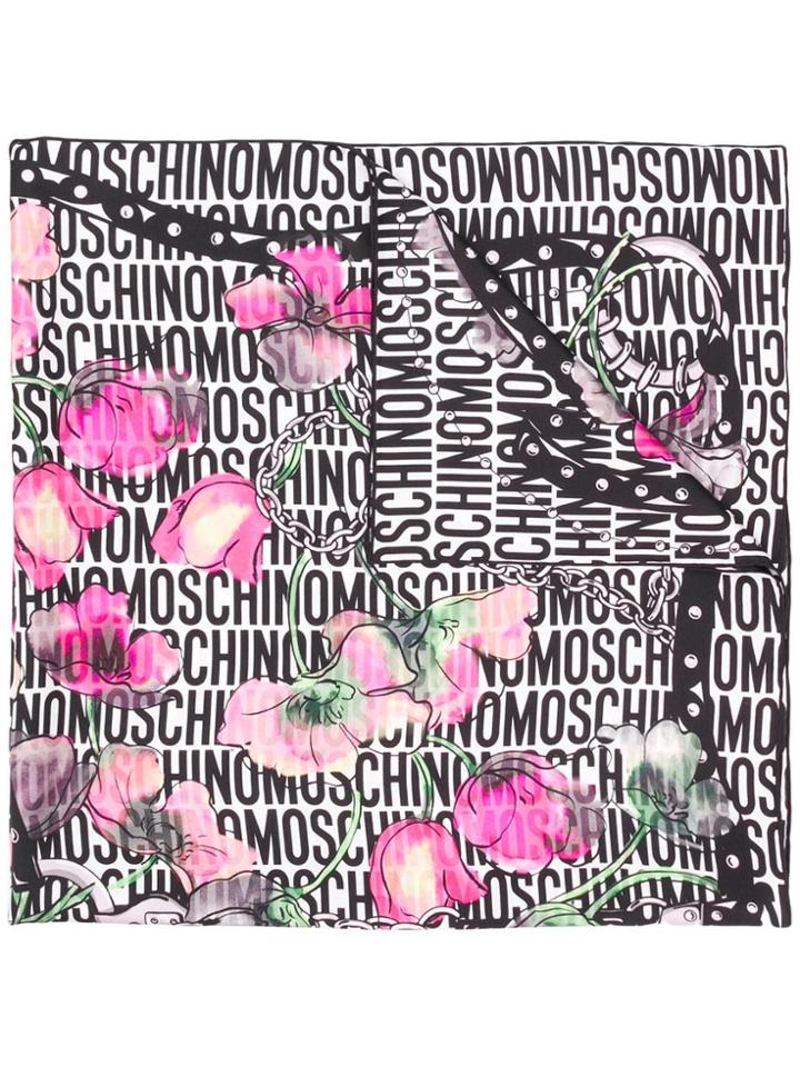 Moschino All-over-logo Square Scarf - Black