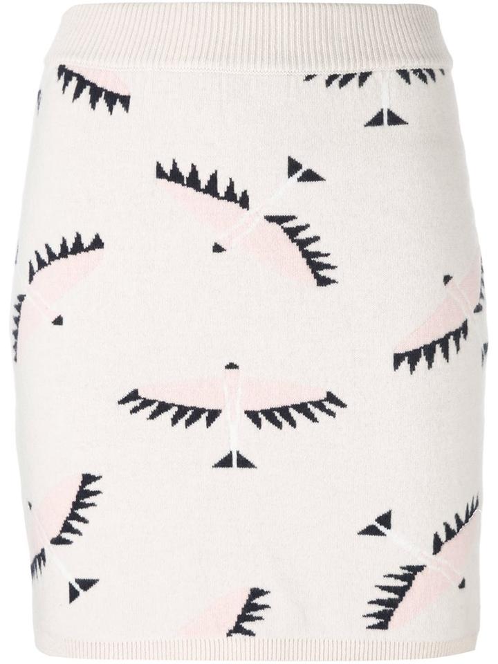 Maison Kitsuné Bird Intarsia Skirt, Women's, Size: Medium, Nude/neutrals, Cashmere/wool