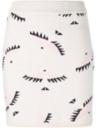 Maison Kitsuné Bird Intarsia Skirt, Women's, Size: Medium, Nude/neutrals, Cashmere/wool