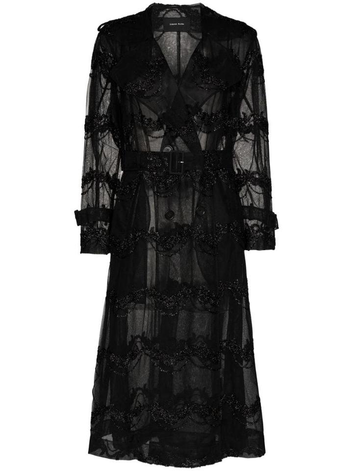 Simone Rocha Simone R Ct Trnch Clls Tlle Emb - Black