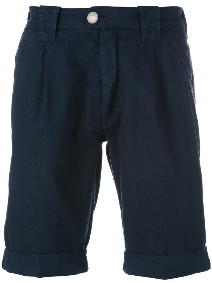 Barba - Pleat Detail Bermuda Shorts - Men - Cotton/spandex/elastane - 48, Blue, Cotton/spandex/elastane