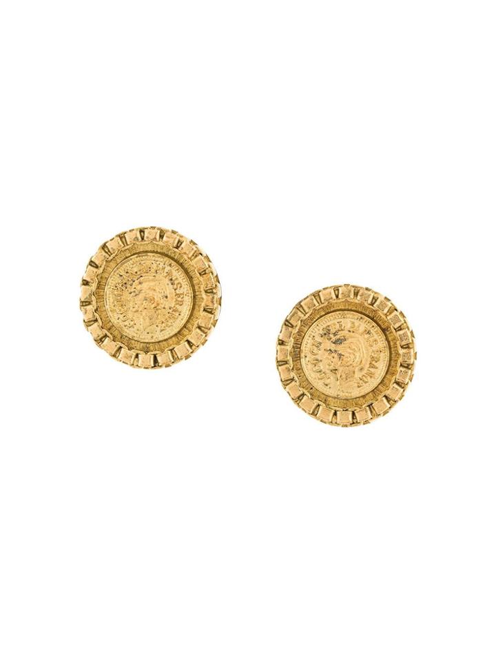Chanel Pre-owned Cc Logo Button Earrings - Gold