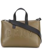 Dkny - Debossed Logo Shoulder Bag - Women - Cotton/leather - One Size, Green, Cotton/leather