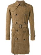 Desa 1972 Origano Belted Coat, Men's, Size: 50, Brown, Suede/cotton