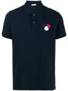 Moncler Navy Polo Shirt With Chest Logo - Blue