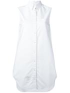 Thom Browne Sleeveless Shirt Tunic, Women's, Size: 42, White, Cotton