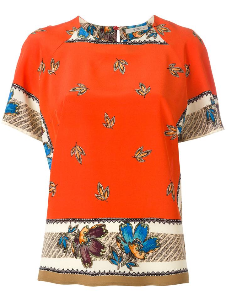 Etro Multi Printed T-shirt, Women's, Size: 40, Red, Silk