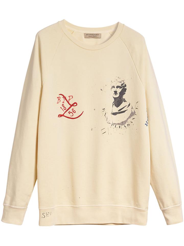 Burberry Portrait And Logo Print Cotton Sweatshirt - Yellow & Orange