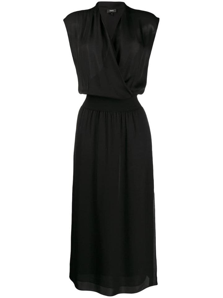 Theory V-neck Midi Dress - Black
