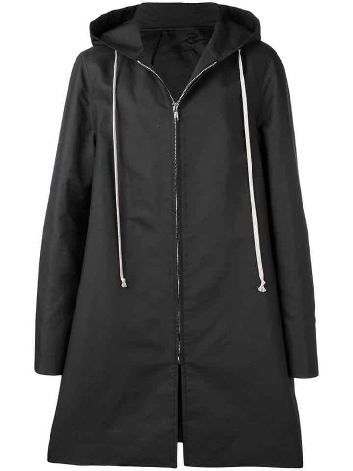 Rick Owens Single-breasted Zipped Coat - Black