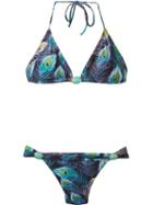 Brigitte Printed Triangle Bikini Set, Women's, Size: G, Blue, Polyamide/spandex/elastane