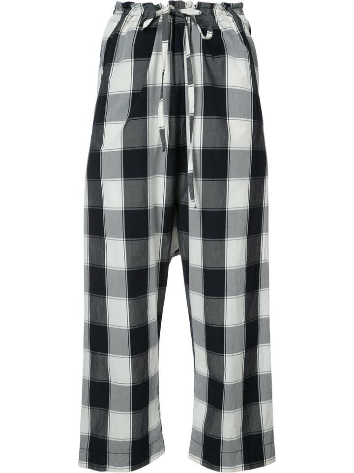 Forme D'expression Gingham-print Cropped Trousers, Women's, Size: Xs, Blue, Cotton