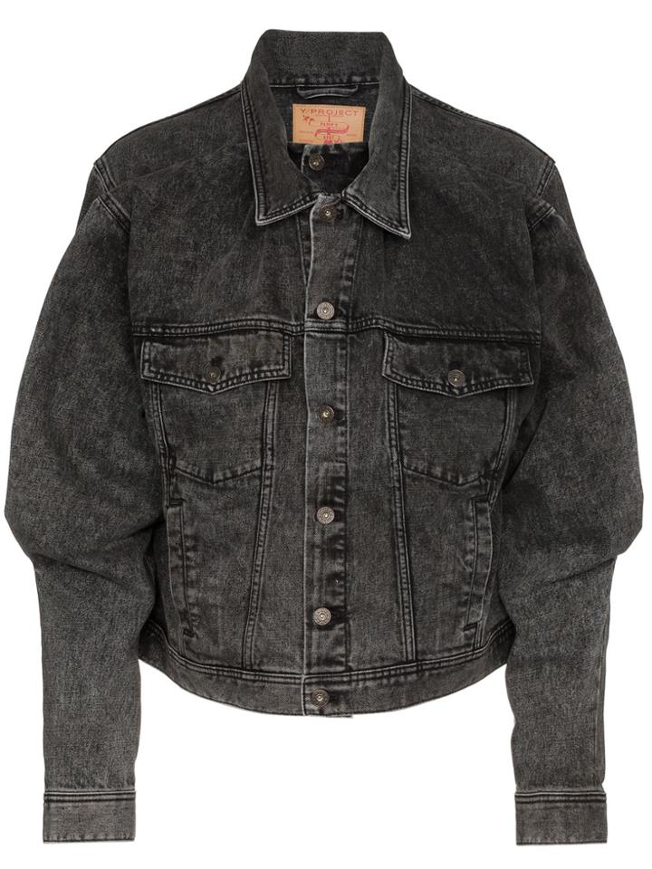 Y / Project Double Front Denim Jacket - Black