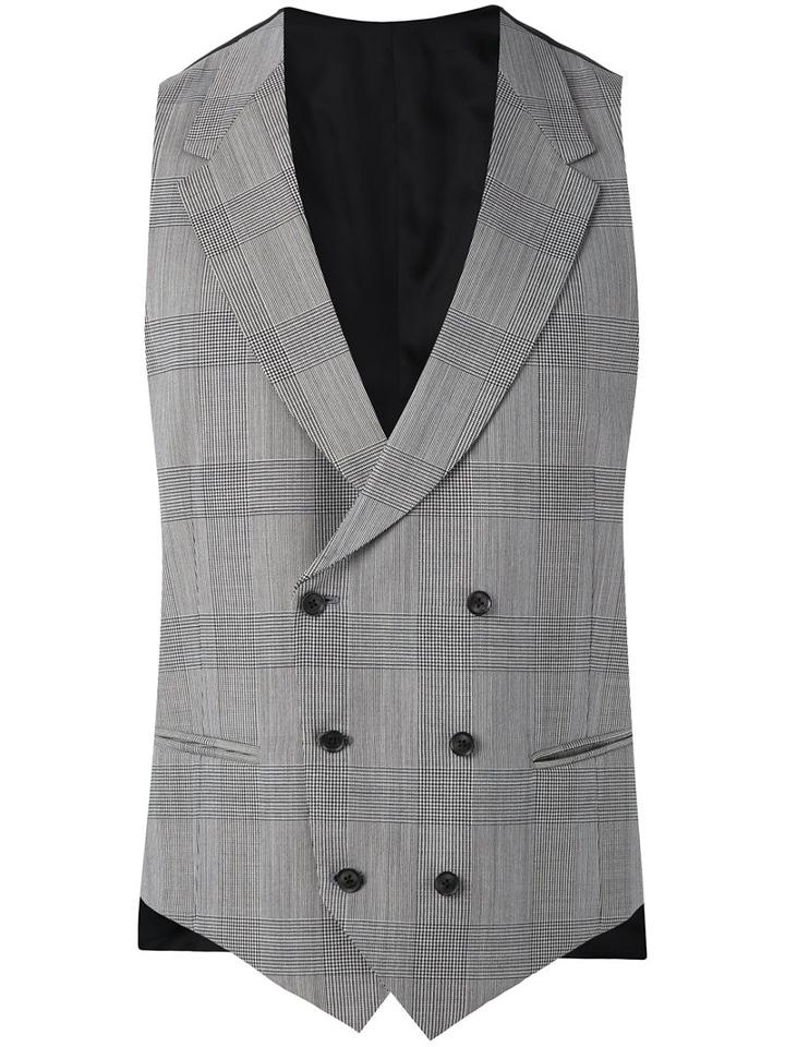 Caruso - Plaid Double Breasted Waistcoat - Men - Cupro/wool - 48, Grey, Cupro/wool