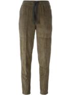 Eleventy Cropped Trousers, Women's, Size: 44, Brown, Cupro/suede