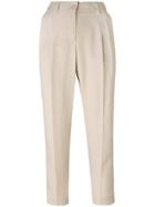 Blumarine Front Pleat Cropped Trousers - Nude & Neutrals