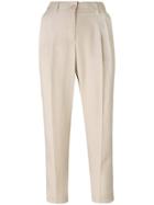 Blumarine Front Pleat Cropped Trousers - Nude & Neutrals