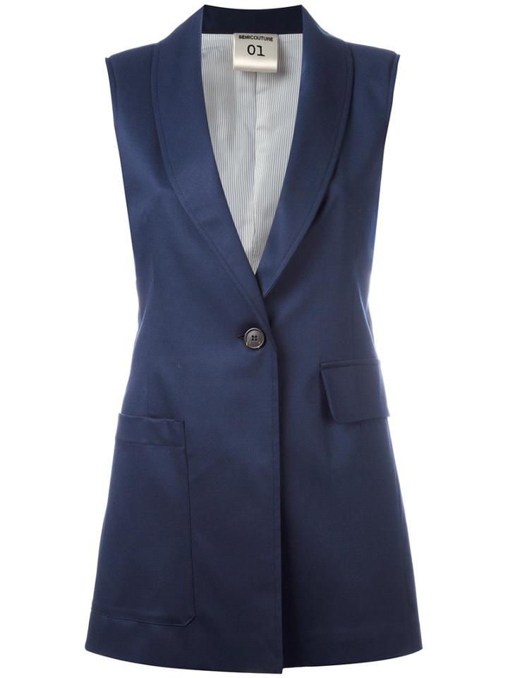 Erika Cavallini Elongated Waistcoat, Women's, Size: 42, Blue, Viscose/polyester/spandex/elastane