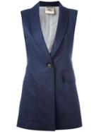 Erika Cavallini Elongated Waistcoat, Women's, Size: 42, Blue, Viscose/polyester/spandex/elastane