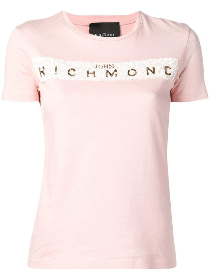 John Richmond Sequinned Logo T-shirt - Pink
