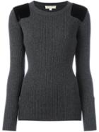 Michael Michael Kors Ribbed Jumper, Women's, Size: Xs, Grey, Cashmere/merino