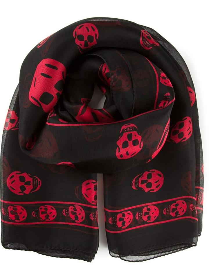Alexander Mcqueen 'skull' Scarf, Adult Unisex, Black, Silk