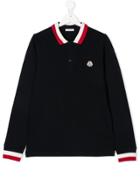 Moncler Kids Teen Striped Trim Polo Shirt - Blue