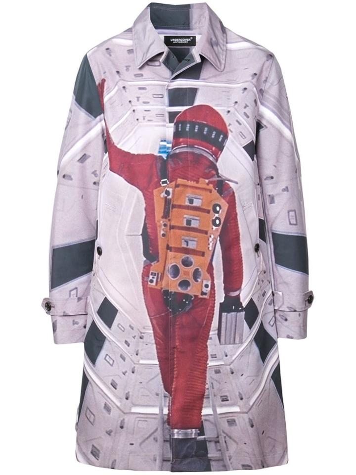 Undercover Astronaut Print Coat - Grey