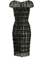 Talbot Runhof Sequin Fringe Detail Dress - Black