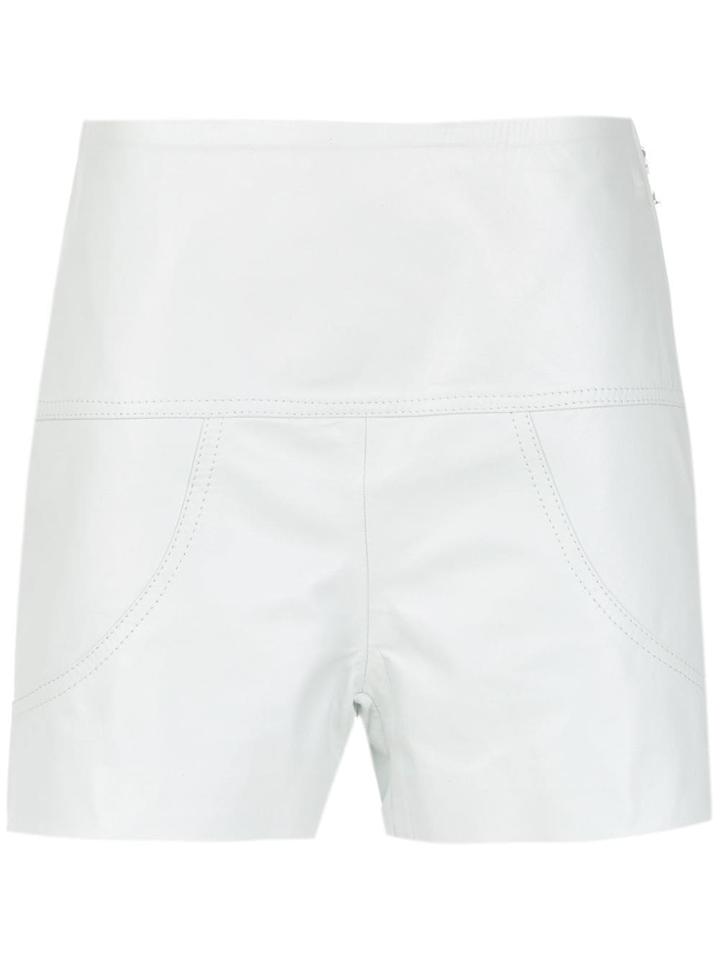 Clé Leather High Waist Shorts - Blue