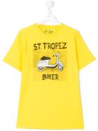 Mc2 Saint Barth Kids - Biker Print T-shirt - Kids - Cotton - 16 Yrs, Yellow/orange