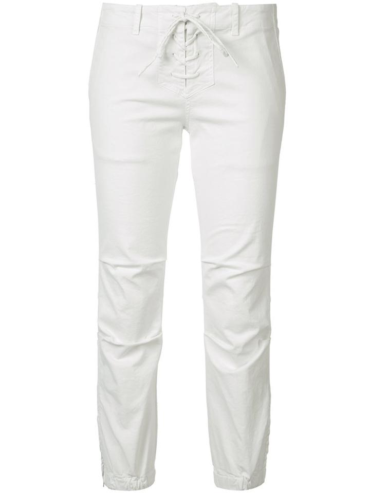 Nili Lotan - Lace-up Elastic Cuff Pants - Women - Cotton/spandex/elastane - 2, White, Cotton/spandex/elastane