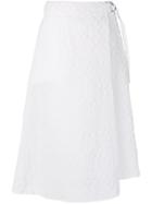 Jil Sander Navy Textured Draped Skirt - White