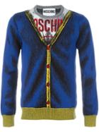 Moschino Trompe-l'oeil Jumper, Men's, Size: 46, Blue, Virgin Wool
