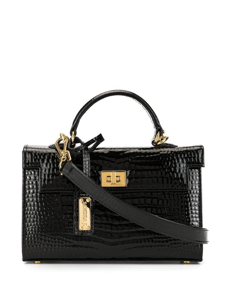 Sandra J Sophie Croc-effect Box Tote - Black
