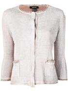 Avant Toi Frayed Trim Cardigan - White