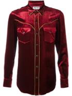 Saint Laurent Contrast Piping Western Shirt, Men's, Size: Large, Red, Viscose/silk