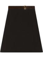 Gucci Linen Canvas Belted Skirt - Black