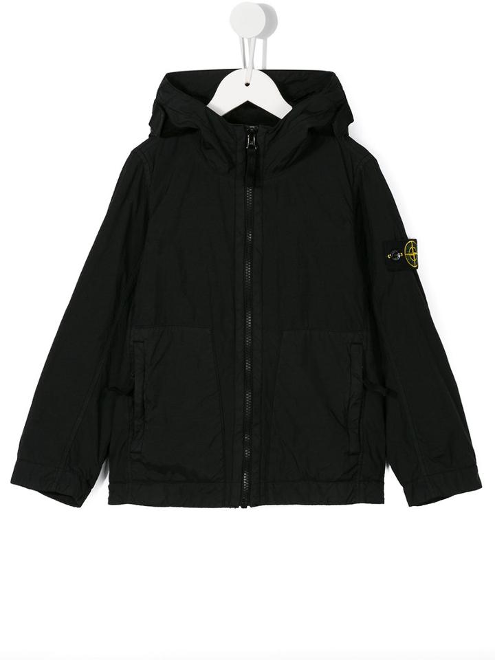 Stone Island Kids Hooded Jacket, Boy's, Size: 10 Yrs, Black